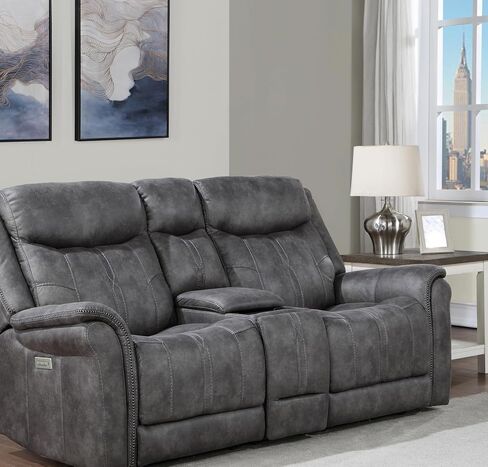 Comfortable Gray - Power Footrest and, Concealed Cupholders, Built-in Console Storage Transitional & in Armrest Console, in Saudi Arabia