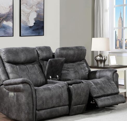 Comfortable Gray - Power Footrest and, Concealed Cupholders, Built-in Console Storage Transitional & in Armrest Console, in Saudi Arabia