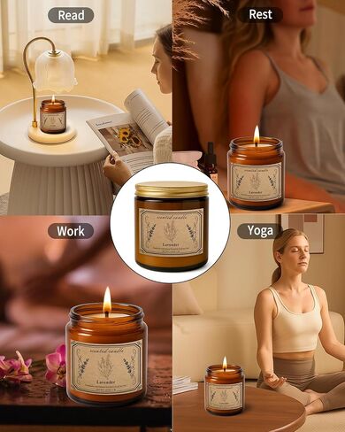 Scented Candles for Home, 16oz Large Amber Jar Scented Candle – Vanilla Soy Wax Candle with 100 Hour Burn Time, Long Lasting Aromatherapy Candle for Relaxing Home Fragrance & Gift Giving in Saudi Arabia