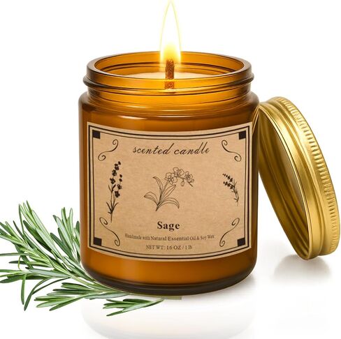 Scented Candles for Home, 16oz Large Amber Jar Scented Candle – Vanilla Soy Wax Candle with 100 Hour Burn Time, Long Lasting Aromatherapy Candle for Relaxing Home Fragrance & Gift Giving in Saudi Arabia