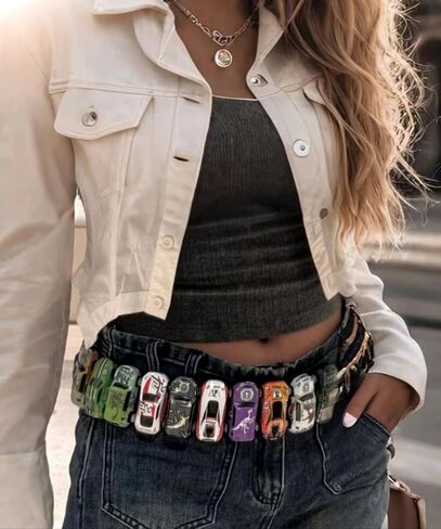 Richtrue Toy Car Cute Y2K Belt Retro Vintage 2000s Bucky Belts Women Trendy Goth Association Emo Grunge Streetwear in Kuwait