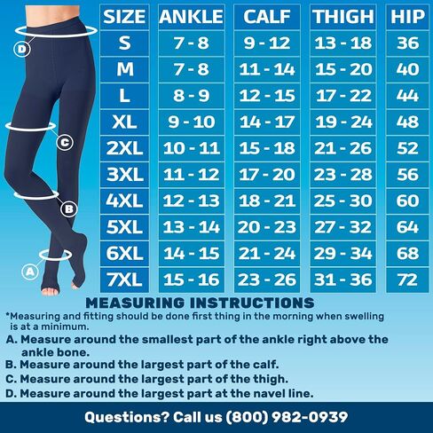 Opaque Compression Tights for Women 20-30mmHg - Graduated Support Compression Stockings with Open Toe for Lymphedema, Diabetic, Swelling, Arthritis - Navy, 2X-Large - A214NV5 in Saudi Arabia