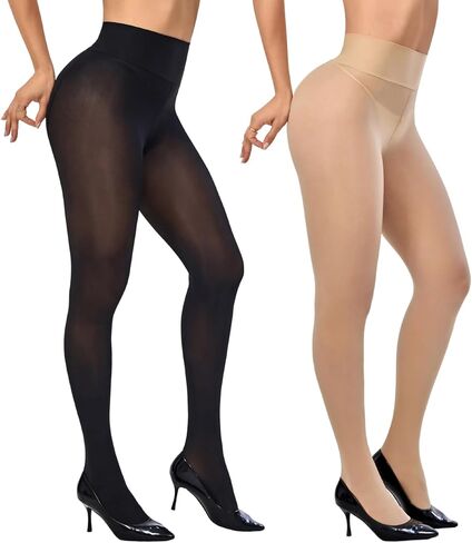 2 Pairs Indestructible Tights for Women，Shiny Pantyhose High Waist Plus Size Tights Ultra-Soft in Kuwait