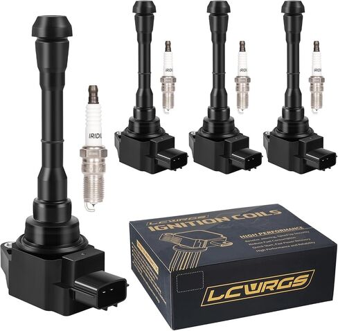 Set of 4 Ignition Coil Pack & Spark Plugs Fits for Nissan Juke 1.6 Turbo L4 2011 2012 2013 2014 2015 2016 2017 1.6L Coils Spark Plugs Replaces# UF659 224481KC0A in Saudi Arabia