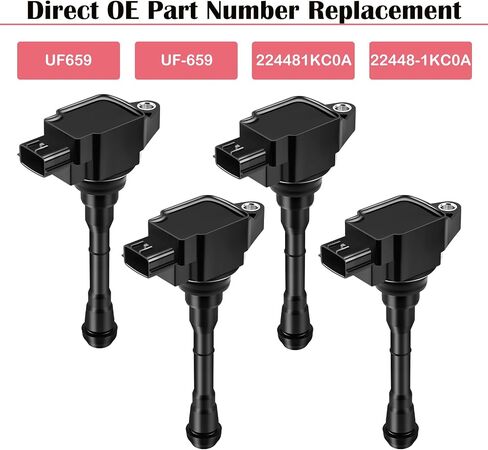 Set of 4 Ignition Coil Pack & Spark Plugs Fits for Nissan Juke 1.6 Turbo L4 2011 2012 2013 2014 2015 2016 2017 1.6L Coils Spark Plugs Replaces# UF659 224481KC0A in Saudi Arabia