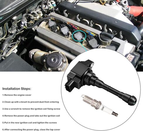 Set of 4 Ignition Coil Pack & Spark Plugs Fits for Nissan Juke 1.6 Turbo L4 2011 2012 2013 2014 2015 2016 2017 1.6L Coils Spark Plugs Replaces# UF659 224481KC0A in Saudi Arabia