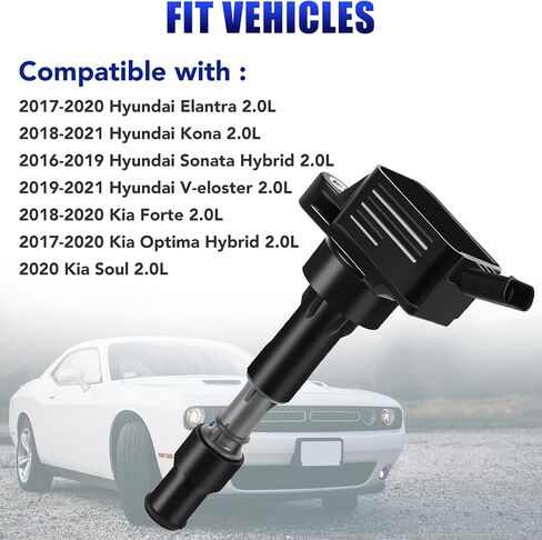 Set of 4 Ignition Coil Pack and Spark Plug Fits for 2.0 2016 2017 2018 2019 2020 2021 Hyundai Elantra Kona Sonata V-eloster Kia Forte Optima Soul 2.0L Replaces# UF816 in Saudi Arabia