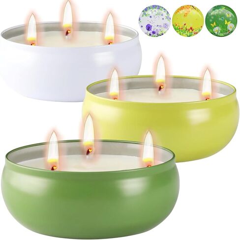 Citronella Candles Outdoor, Large Citronella Candle Set 3, 12 oz 3 Wick Citronella Oil Candle, Natural Soy Wax, 240 Hour Burn Time, Summer Candle for Patio Yard Home Garden Camping Fishing in Saudi Arabia