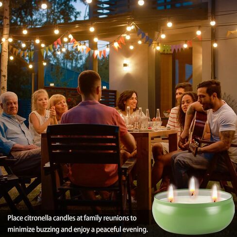 Citronella Candles Outdoor, Large Citronella Candle Set 3, 12 oz 3 Wick Citronella Oil Candle, Natural Soy Wax, 240 Hour Burn Time, Summer Candle for Patio Yard Home Garden Camping Fishing in Saudi Arabia