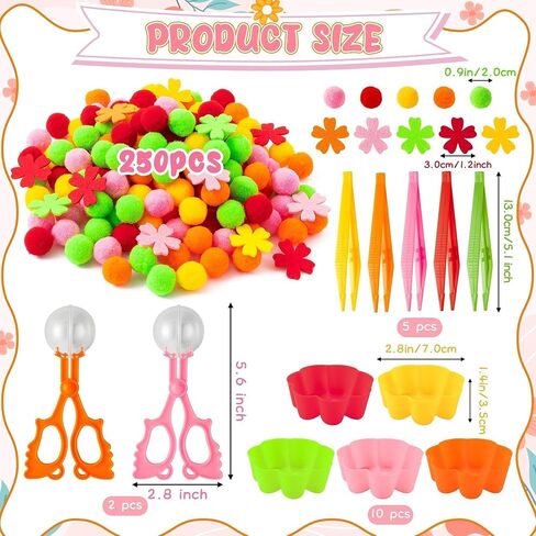 Shape Fine Motor Toys - 295Pcs Shape Color Matching Sensory Bin Fillers Counting Sorting Set for Kids Early Education, Felt Shape Pom Poms Cup Clip for Preschool Counting Sorting Training in Kuwait