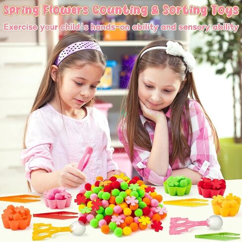 Shape Fine Motor Toys - 295Pcs Shape Color Matching Sensory Bin Fillers Counting Sorting Set for Kids Early Education, Felt Shape Pom Poms Cup Clip for Preschool Counting Sorting Training in Kuwait