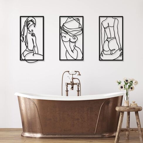 Cindeer 6 PCS حديثة جدار ديكور جدار تجريدي جدار جدار الفن واحد خط المعادن الخط الحديث خط الجسد جسم الديكور منحوتات للمنزل غرفة نوم الحمام in Saudi Arabia