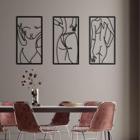 Cindeer 6 PCS حديثة جدار ديكور جدار تجريدي جدار جدار الفن واحد خط المعادن الخط الحديث خط الجسد جسم الديكور منحوتات للمنزل غرفة نوم الحمام in Saudi Arabia