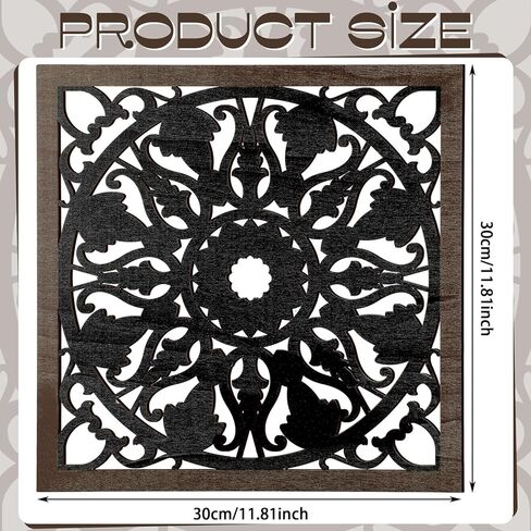 Tatuo 4 PCS Wood Art Wall Decor Farmhouse Displative Wood Decord Decord Wall Decoring لغرفة المعيشة غرفة الطعام المطبخ (مربع ، بني غامق ، أسود) in Kuwait