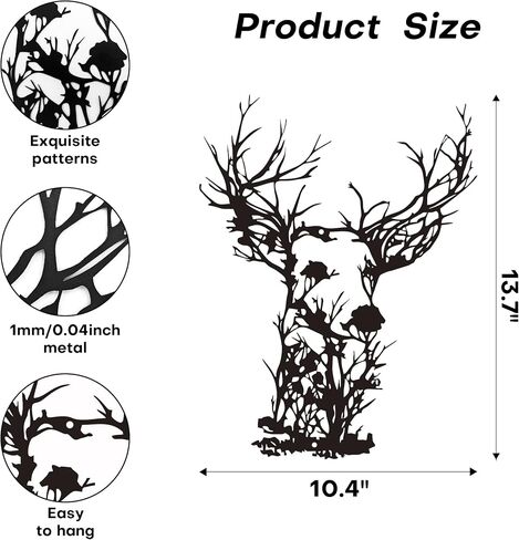 Xedatric Deer Head Metal Wall Art-Ruby-Rustic Hunting Hunting Lodge Decor ، Farmhouse Indoor/Outdoor Metal Sculpture لغرفة المعيشة ، المقصورة ، الفناء in Kuwait