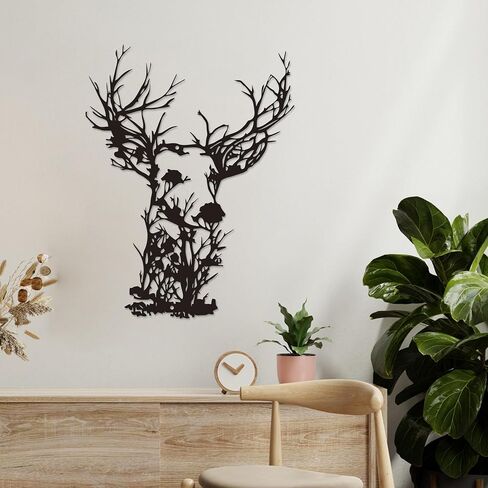 Xedatric Deer Head Metal Wall Art-Ruby-Rustic Hunting Hunting Lodge Decor ، Farmhouse Indoor/Outdoor Metal Sculpture لغرفة المعيشة ، المقصورة ، الفناء in Kuwait