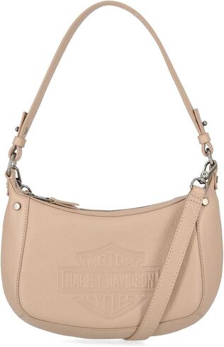 Harley -Davidson Women's Flat Sudded Bar & Shield Leather Hobo Bag - Tan in Saudi Arabia