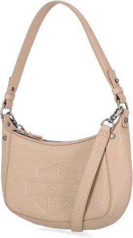 Harley -Davidson Women's Flat Sudded Bar & Shield Leather Hobo Bag - Tan in Saudi Arabia