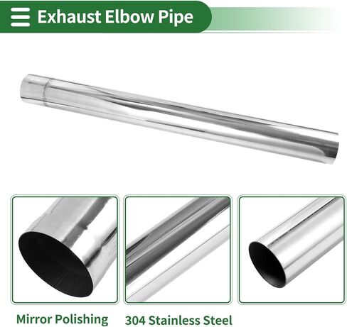 Motoforti 2.75" OD Straight Tubing Mandrel Exhaust Tube Pipe 45" Length T304 Stainless Steel Universal Fit Piping Silver Tone in Saudi Arabia