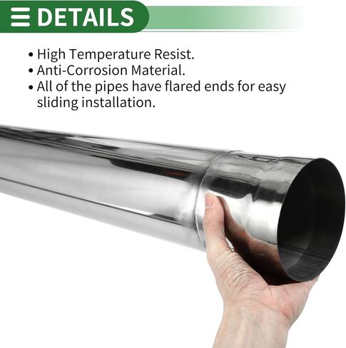 Motoforti 2.75" OD Straight Tubing Mandrel Exhaust Tube Pipe 45" Length T304 Stainless Steel Universal Fit Piping Silver Tone in Saudi Arabia