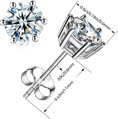 Moissanite Stud Earrings Women S925 Sterling Silver Earring Jewelry D Color VVS1 GRA Lab Created Diamond Earring for Men 18K White Gold Plating in Saudi Arabia