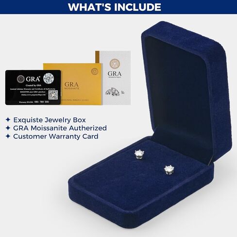 Moissanite Stud Earrings Women S925 Sterling Silver Earring Jewelry D Color VVS1 GRA Lab Created Diamond Earring for Men 18K White Gold Plating in Saudi Arabia