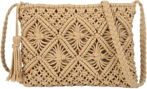 Gladdon Bohemian Small Crossbody Bag for Women Stylish Woven Shoulder Purses with Tassel in Kuwait