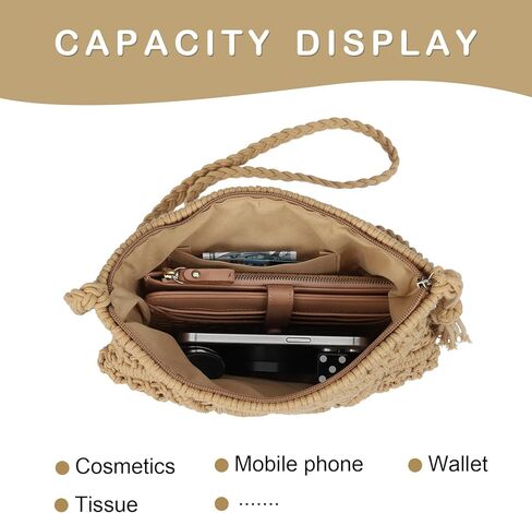 Gladdon Bohemian Small Crossbody Bag for Women Stylish Woven Shoulder Purses with Tassel in Kuwait
