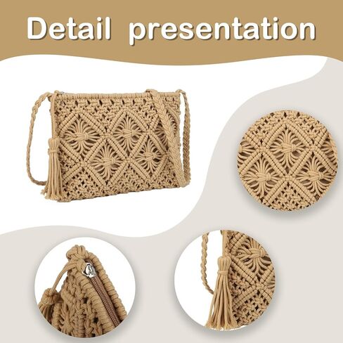 Gladdon Bohemian Small Crossbody Bag for Women Stylish Woven Shoulder Purses with Tassel in Kuwait