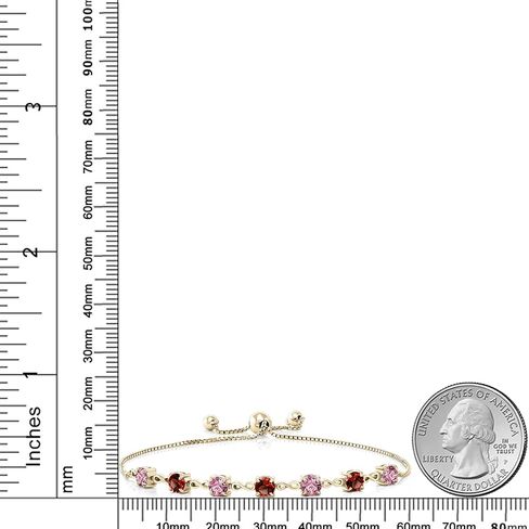 GEM Stone King 18K الذهب الأصفر المطلي باللون الوردي المطلي بالوردي المزرى الماس والعربة الحمراء سوار Linfinity Links للنساء (2.94 CTTW ، جولة 4.5 ملم ، قابلة للتعديل بالكامل حتى 9 بوصات) in Saudi Arabia