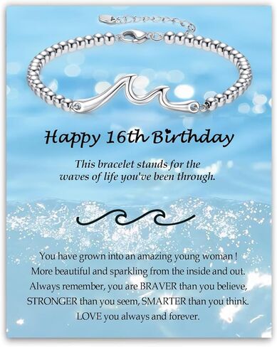 Birthday Gifts for Women Mom Wife Grandma Daughter Friend Bestie Sister, Silver Wave Bracelet Gifts for Woman Birthday Gift Ideas, The Waves of Life We've Through Together Gift in Kuwait