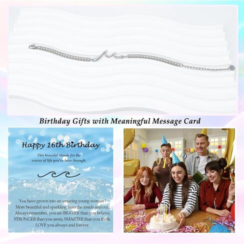 Birthday Gifts for Women Mom Wife Grandma Daughter Friend Bestie Sister, Silver Wave Bracelet Gifts for Woman Birthday Gift Ideas, The Waves of Life We've Through Together Gift in Kuwait