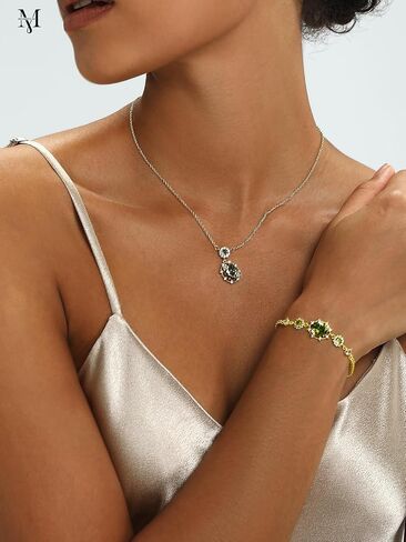 14K Gold Plated Bracelet for Women Dainty Green Gemstone Cubic Zirconia Bracelet Birthstone Jewelry Adjustable Chain Non Tarnish in Saudi Arabia