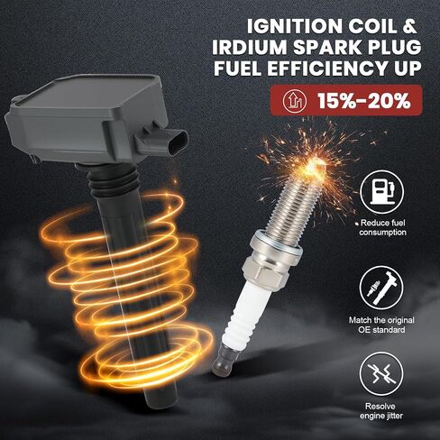 UF807 Ignition Coil Pack and Iridium Spark Plugs Set of 6 Compatible with Jeep Wrangler Grand Cherokee Ram 1500 Dodge Durango Pacifica 2016-2021 Replaces#68223569AB, 93175 in Saudi Arabia