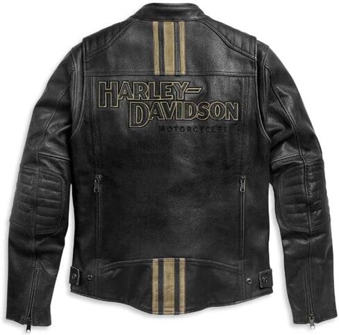 Mens Top Grain Cowhide Black Vintage Motorcycle H-D Triple Vent II Leather Biker Jacket in Saudi Arabia