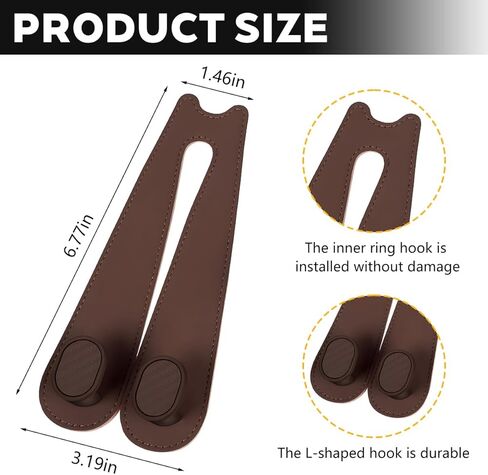 2PCS Car Seat Hooks for Headrest, Leather Vehicle Seat Back Organization Hanger for Purses Bags, Automotive Interior Head Rest Storage Organizer Accessories, Universal Fit (Black, 2PCS) in Kuwait