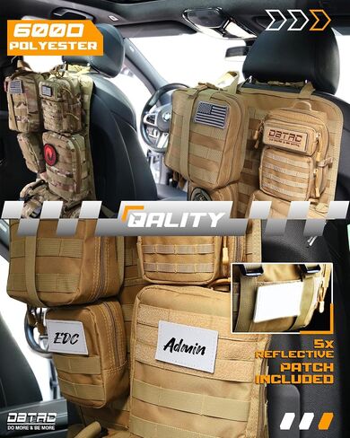 DBTAC Tactical Molle Car Sent Organizer | لوحة خلفية للسيارة مع أكياس قابلة للفصل 5x ، وعلم الولايات المتحدة وتصحيح عاكس قابل للكتابة للسيارات والشاحنات ، فورد ، جيب in Kuwait