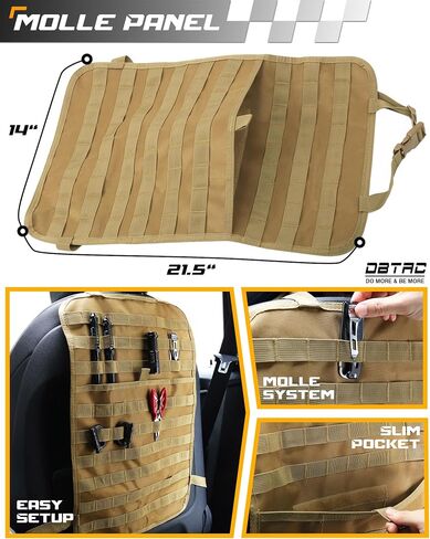 DBTAC Tactical Molle Car Sent Organizer | لوحة خلفية للسيارة مع أكياس قابلة للفصل 5x ، وعلم الولايات المتحدة وتصحيح عاكس قابل للكتابة للسيارات والشاحنات ، فورد ، جيب in Kuwait