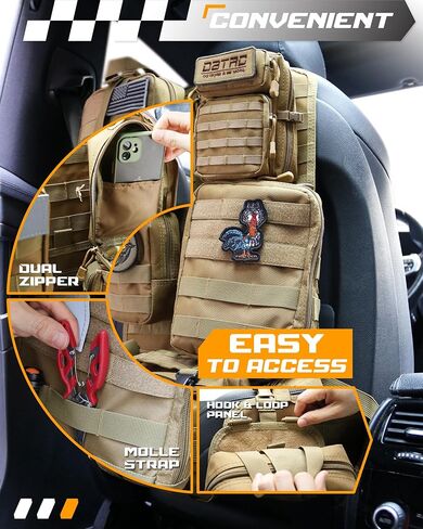 DBTAC Tactical Molle Car Sent Organizer | لوحة خلفية للسيارة مع أكياس قابلة للفصل 5x ، وعلم الولايات المتحدة وتصحيح عاكس قابل للكتابة للسيارات والشاحنات ، فورد ، جيب in Kuwait