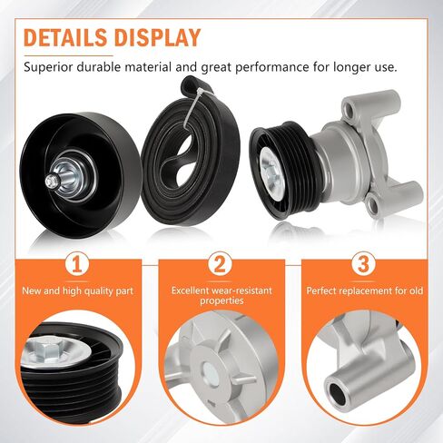 39083 Drive Belt Telectioner Pulley متوافق مع Silverado 1500 Sierra 1500 2009 2010 2011 2012 2013 Avalanche 2009 Hummer H2 90K-39083A Serpentine Belt Drive 49275 19193110 88929140 12609719 in Saudi Arabia