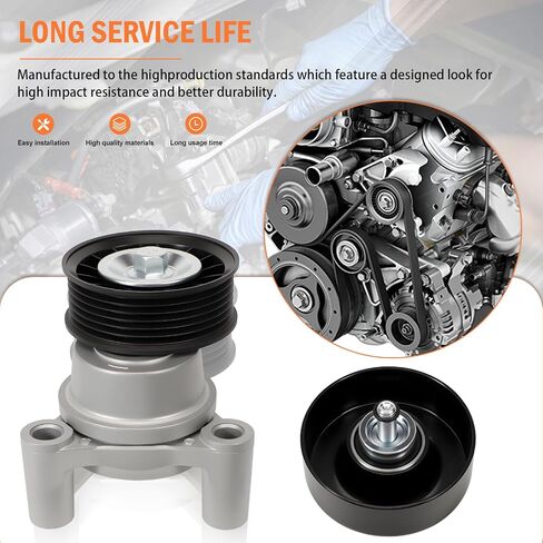 39083 Drive Belt Telectioner Pulley متوافق مع Silverado 1500 Sierra 1500 2009 2010 2011 2012 2013 Avalanche 2009 Hummer H2 90K-39083A Serpentine Belt Drive 49275 19193110 88929140 12609719 in Saudi Arabia
