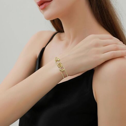 Gold Bracelets for Women, Gold Plated Dainty flower Chain Bracelets Adjustable Link Bracelet Jewelry Gifts for Womens in Saudi Arabia