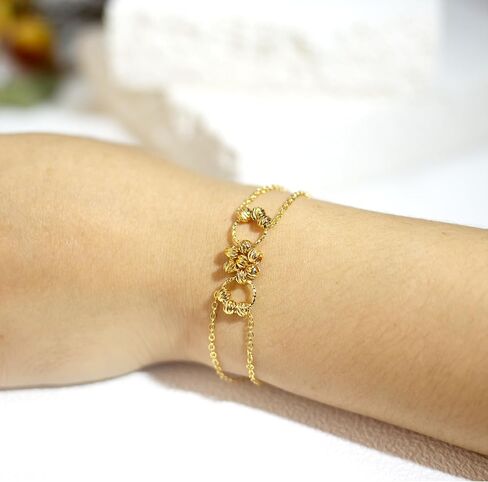 Gold Bracelets for Women, Gold Plated Dainty flower Chain Bracelets Adjustable Link Bracelet Jewelry Gifts for Womens in Saudi Arabia