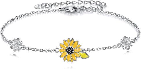 AOBOCO Sunflower/Rose Bracelet Sterling Silver Bracelets for Women Flower Charm Flower Jewlery Gifts for Women in Saudi Arabia