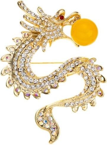 14K Gold Zodiac Dragon Brooch - PIN متعددة الاستخدامات للجنسين للبدلات والسترات ، ملحق الأزياء الفاخرة ، مثالي لعشاق علم التنجيم والمناسبات الخاصة in Saudi Arabia