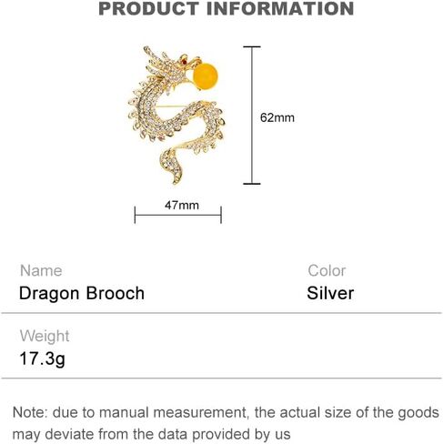 14K Gold Zodiac Dragon Brooch - PIN متعددة الاستخدامات للجنسين للبدلات والسترات ، ملحق الأزياء الفاخرة ، مثالي لعشاق علم التنجيم والمناسبات الخاصة in Saudi Arabia