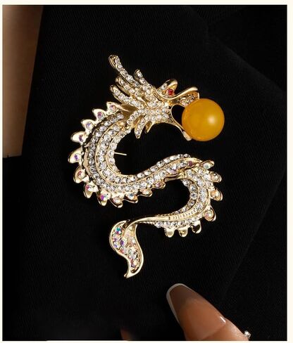 14K Gold Zodiac Dragon Brooch - PIN متعددة الاستخدامات للجنسين للبدلات والسترات ، ملحق الأزياء الفاخرة ، مثالي لعشاق علم التنجيم والمناسبات الخاصة in Saudi Arabia