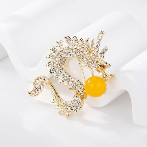 14K Gold Zodiac Dragon Brooch - PIN متعددة الاستخدامات للجنسين للبدلات والسترات ، ملحق الأزياء الفاخرة ، مثالي لعشاق علم التنجيم والمناسبات الخاصة in Saudi Arabia