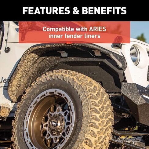 Aries 1500203 محكم الألومنيوم الأسود الجبهي الجيب Wrangler JL Gladiator JT Fender Flares in Saudi Arabia