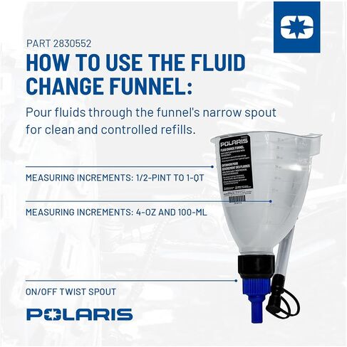 Polaris 1 Liter Fluid Change Funnel with Long Hose - Mess-Free and Controlled Pouring of Automotive Fluids, Oil, Gas - Durable Design for Easy Maintenance, Refills and Precision Pouring, Part 2830552 in Saudi Arabia